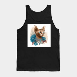 Abyssinian Cat Tattoo Portrait Tank Top